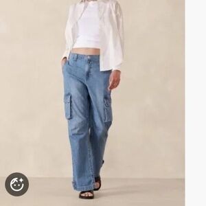 NWT Banana Republic Factory light wash barrel denim cargo pants